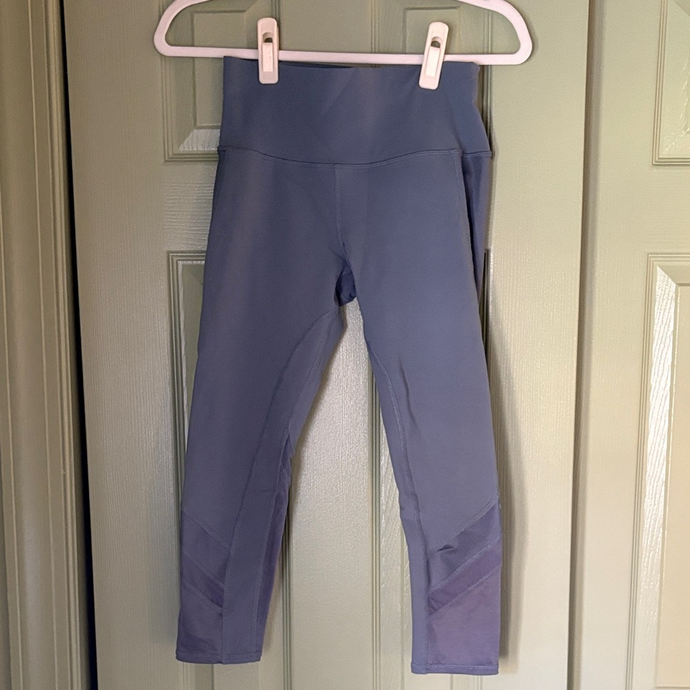 ALO Yoga Steel Blue Active Leggings with mesh panels